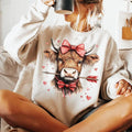 Love Season Highland Cow | Western Coquette Crewneck Sweatshirt | Valentine Gift T-Shirts, Hoodie | ZylaModa.com