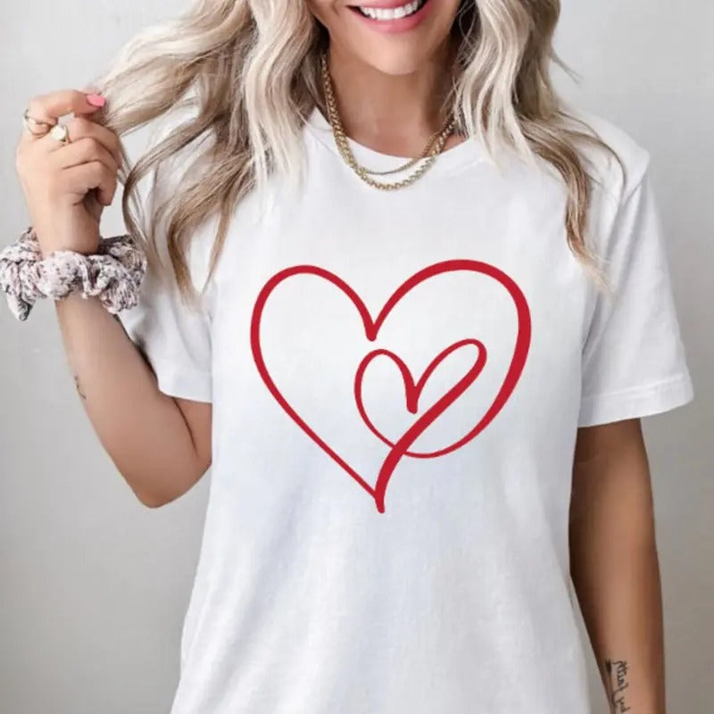 Love Yourself Heart Sweatshirts, Hearth Valentines Shirt,Heart Art Line Shirt, Valentine T-Shirt, Couple Heart Women,...