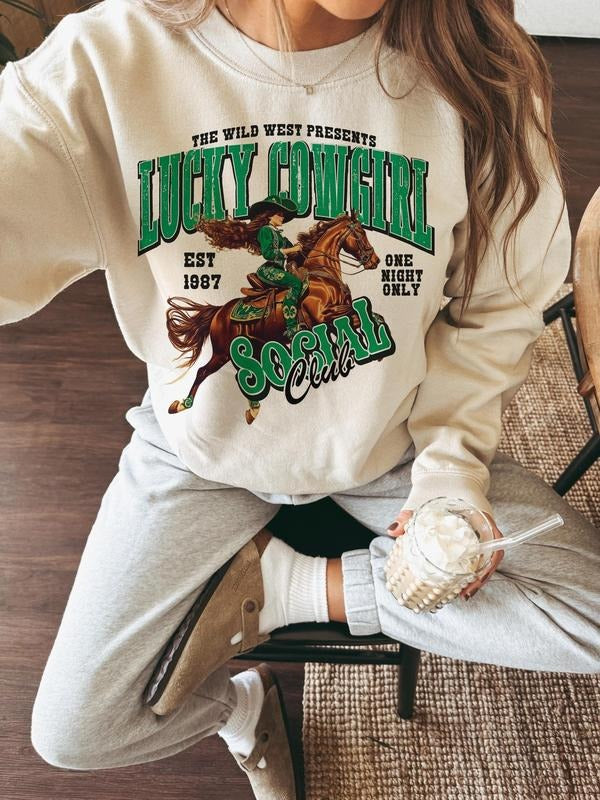 Lucky Cowgirl Western St Patrick's St Patrick's Day Lucky Happy Go Lucky Shamrock Cowgirl Western T-Shirts, Hoodie,...