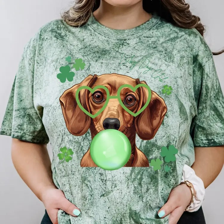 Lucky Dog Tan Short Haired Dachshund Shirt ~ Unisex Apparel Relaxed Fit Printed In The USA Clothing Womenswear Casual...
