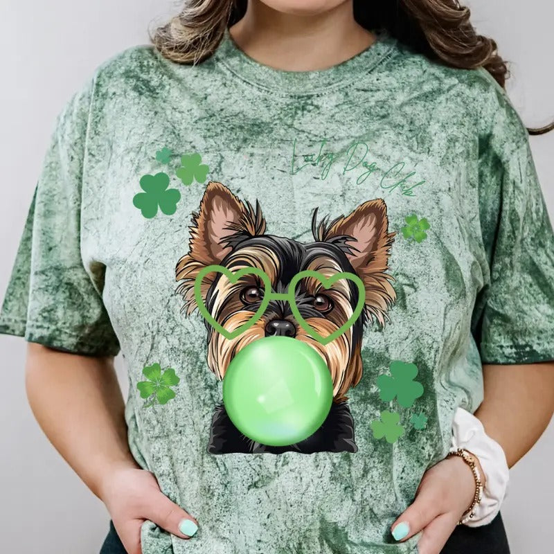 Lucky Dog Yorkie Shirt ~ Unisex Apparel Relaxed Fit Printed In The USA Clothing Womenswear Casual Comfort Cotton Top...