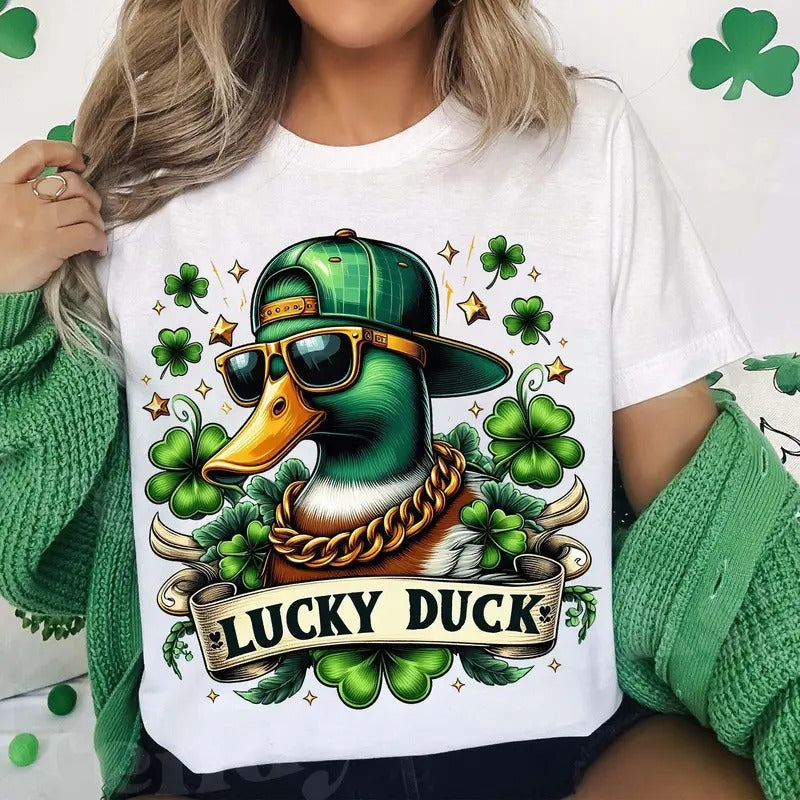 Lucky Duck T-Shirt, Duck St Patricks Day T-Shirt, St Patricks Shirt Design T-Shirt, St Patricks , Kids St Patricks...
