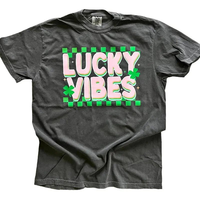 Lucky Vibes on COMFORT COLORS tee - St Patricks Day Tee Hoodie, Sweatshirt | ZylaModa.com
