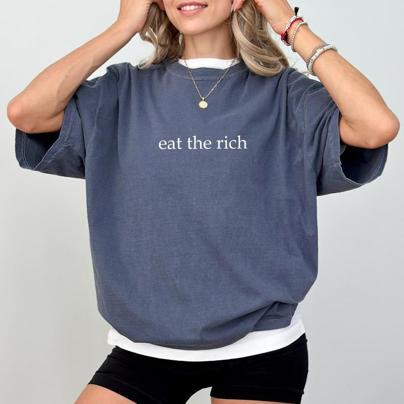 MAPTEES Eat The Rich Comfort Colors Shirt, Democrat T-shirt, Tax The Rich Graphic Tee, Anarchist Clothing, Activist...