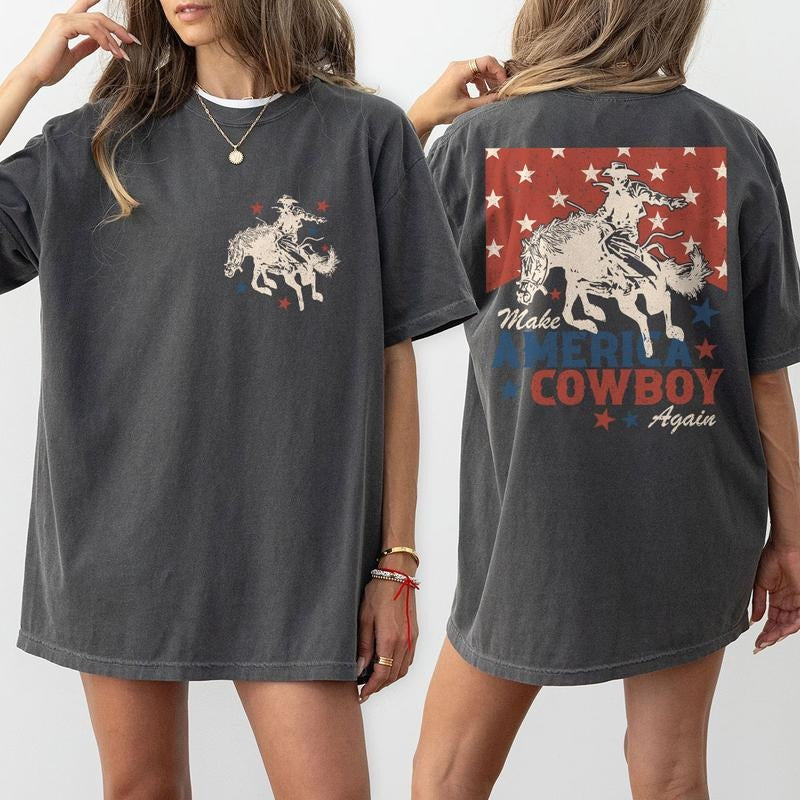 Make America Cowboy Again Shirt, 4th Of July Shirts, Western 4th Of July Shirt, 1776 America T-Shirt, Fourth Of July Tee,...