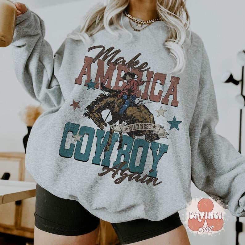 Make America cowboy again , 4th of july , Western 4th of july , Independence day T-Shirts, Hoodie, Sweatshirt | ZylaModa.com