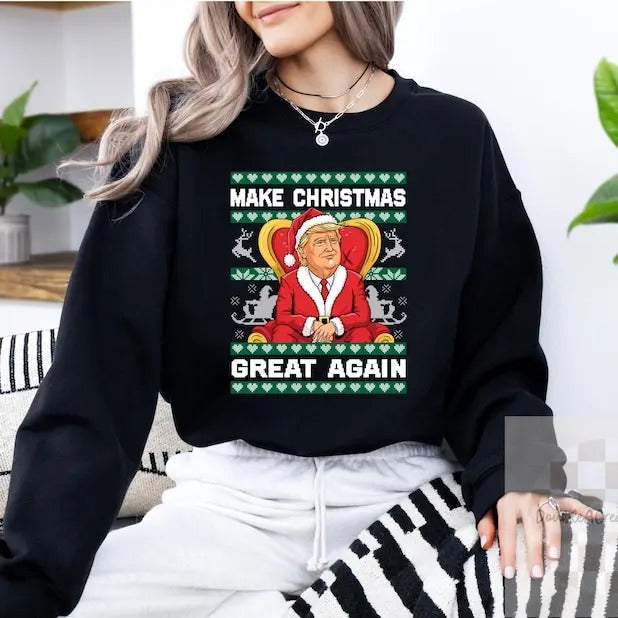Make Christmas Great Again Trump Crewneck, Trump Vance 2024, Make America Great Again, Political Gear, Trump Christmas...