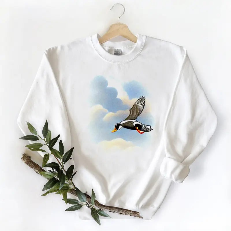 Mallard Duck Soaring Through The Sky Unisex Tshirt Sweatshirt Hoodie, for duck hunters, husbands and Mallard duck lovers