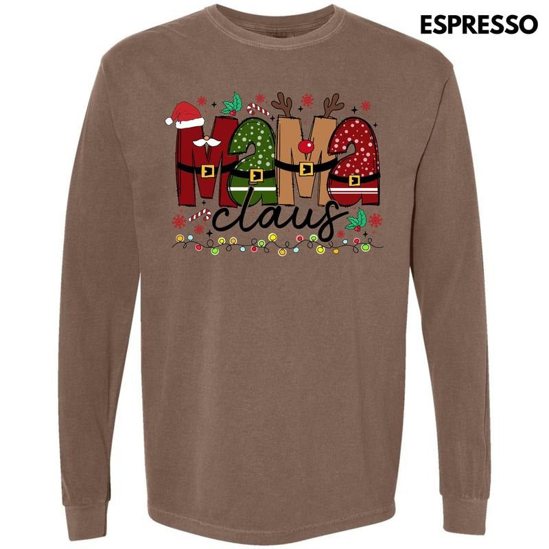 Mama Claus Christmas Long Sleeve Comfort Colors T-Shirt 'NLB' Hoodie, Sweatshirt | ZylaModa.com
