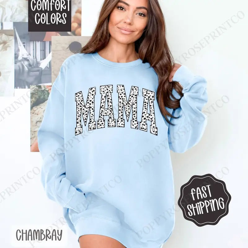 Mama Dalmatian Sweatshirt Comfort Colors, Cute Mom Crewneck,  Trendy Women's Sweater T-Shirts, Hoodie | ZylaModa.com