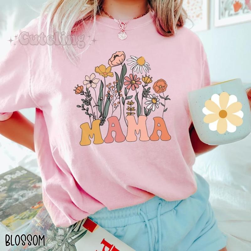 Mama Shirt, Wildflowers Mama Shirt DRG, Comfort Colors Shirt, Retro Mom TShirt DRG, Mother's Day Gift, Flower Shirts for...