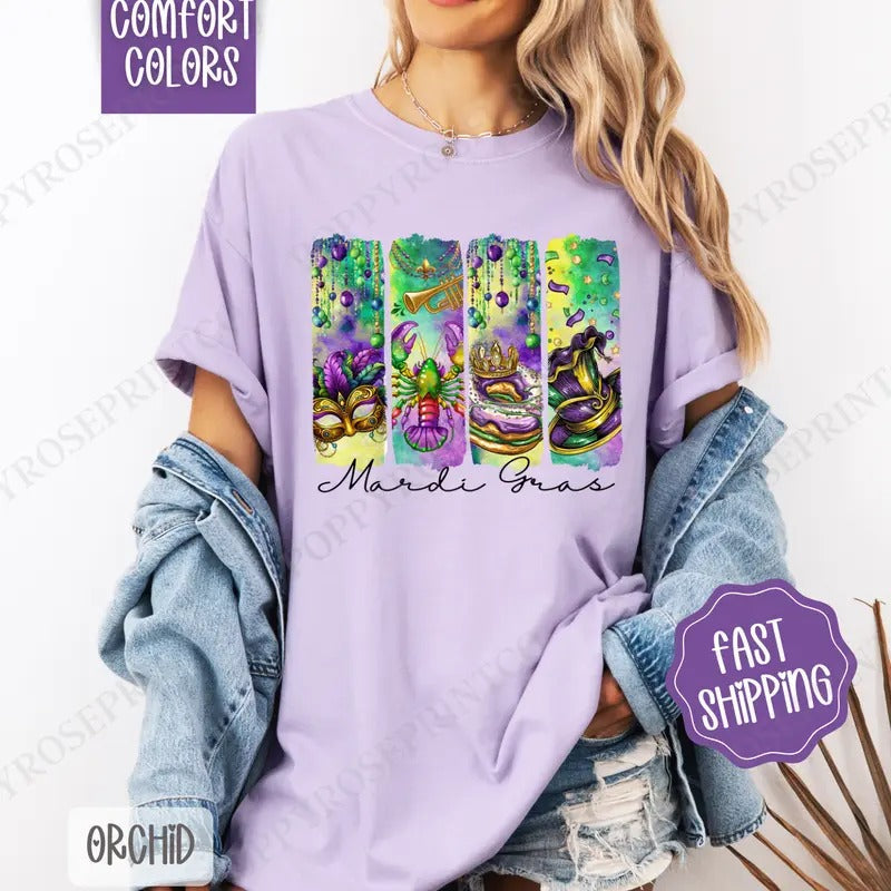 Mardi Gras Comfort Colors, Fat Tuesday Women's Tee, Louisiana Women's Tshirt Hoodie, Sweatshirt | ZylaModa.com