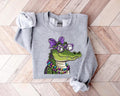 Mardi Gras Crocodile T-shirt, Women Mardi Gras Sweatshirt, Mardi Gras Alligator Shirt, Fat Tuesday Shirt, Mardi Gras...