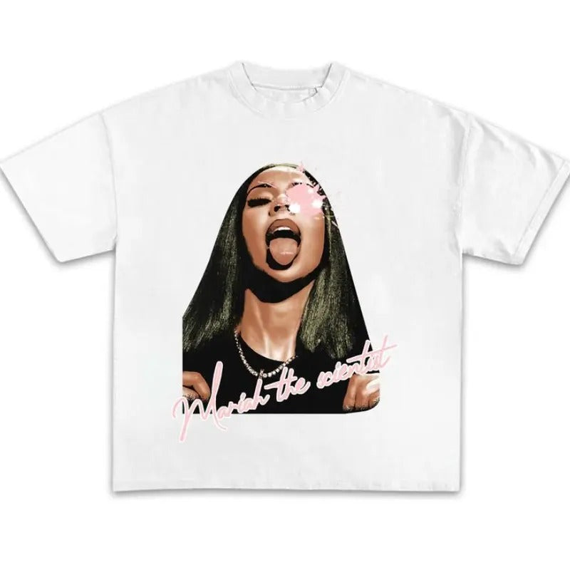 Mariahhh Pink Paint Graphic Shirt Cotton Fabric Tee Top Womenswear Hoodie, Sweatshirt | ZylaModa.com