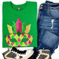 Masquerade Sequin Patch Gildan Sweatshirt -- KELLY GREEN T-Shirts, Hoodie | ZylaModa.com