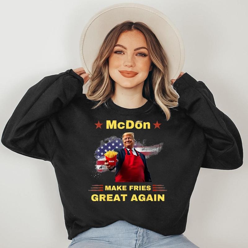 McDon 2024 Funny Donald Trump French Fry Cooking FriesFf Sweatshirt T-Shirts, Hoodie | ZylaModa.com