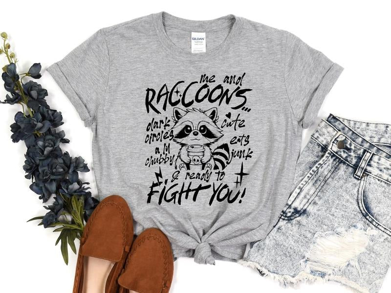 Me & Raccoons Short Sleeve T Shirt Hoodie, Sweatshirt | ZylaModa.com