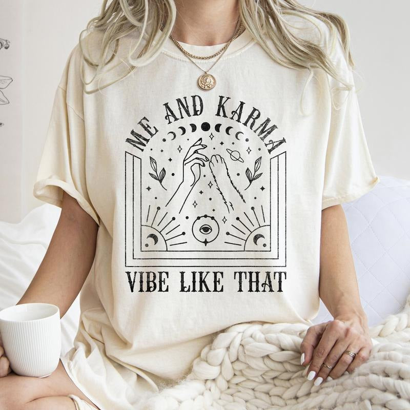 Me And Karma Vibe Like That Shirt Tee, Karma Is A Cat, Swifftiie, Lyrics, Concert, Midnights Tee, Tshirt, Vintage Hoodie,...