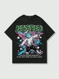 Men's Angel & Letter Print Drop Shoulder Tee, Regular Fit Casual Street Short Sleeve Round Neck T-Shirt for Summer, Men's...