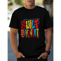 Men's BUILD DIFFERENT Graphic Print T-shirt, Short Sleeve Crew Neck Tee, Men's Clothing For Summer Outdoor Made in USA...
