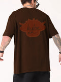 Men's Cartoon Bull Head & Letter Print Round Neck Tee, Regular Fit Casual Comfy Short Sleeve  Crew Neck T-shirt, Men's...