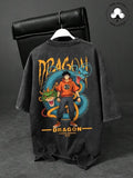 Men's Cartoon Dragon Graphic Print Round Neck Tee, Regular Fit Casual Short Sleeve T-shirt, Men's Summer Top for Daily...