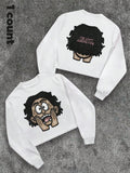 Men's Cartoon Face Print Round Neck Sweatshirt, Regular Fit Casual Long Sleeve Crew Neck Pullover for Daily Wear, Fashion...