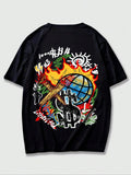 Men's Cartoon Graphic Round Neck Tee, Regular Fit Stylish Casual Drop Shoulder Short Sleeve T-Shirt, Men's Summer Top for...