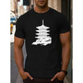 Men's Casual Sports Tee - Round Neck with Letter Print Design, Machine Washable