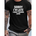 Men's Casual T-Shirt with Funny Slogan, Crew Neck, Short Sleeve, Regular Fit, Rib-Knit Summer Tee with Slight Stretch