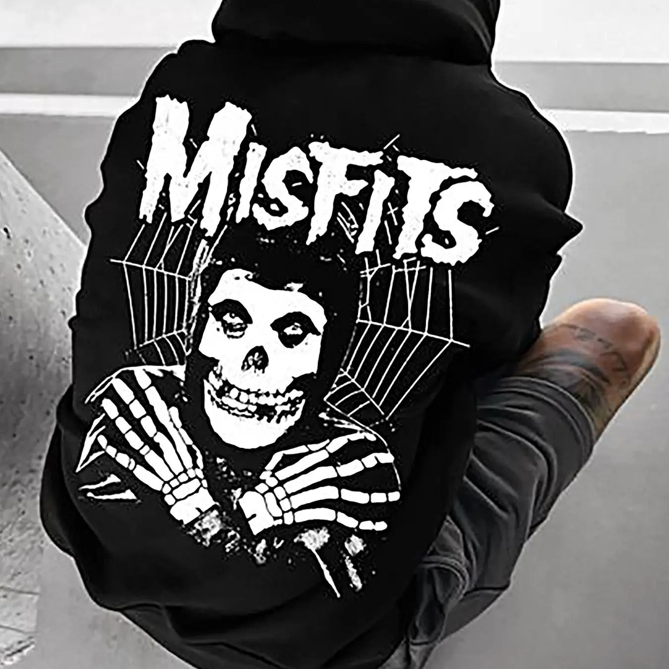 Men's Halloween Themed Skeleton & Spider Web Print Drop Shoulder Hoodie, Fashion Casual Regular Fit Drawstring Pocket...