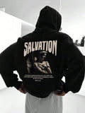 Men's Letter & Angel Print Drop Shoulder Hoodie, Fashion Casual Regular Fit Drawstring Pocket Hooded Sweatshirt for Daily...