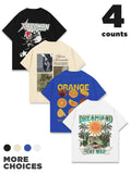 Men's Letter & Fruit Print Round Neck Graphic Tee, Regular Fit Casual Short Sleeve T-shirt for Summer, Men's Top for...