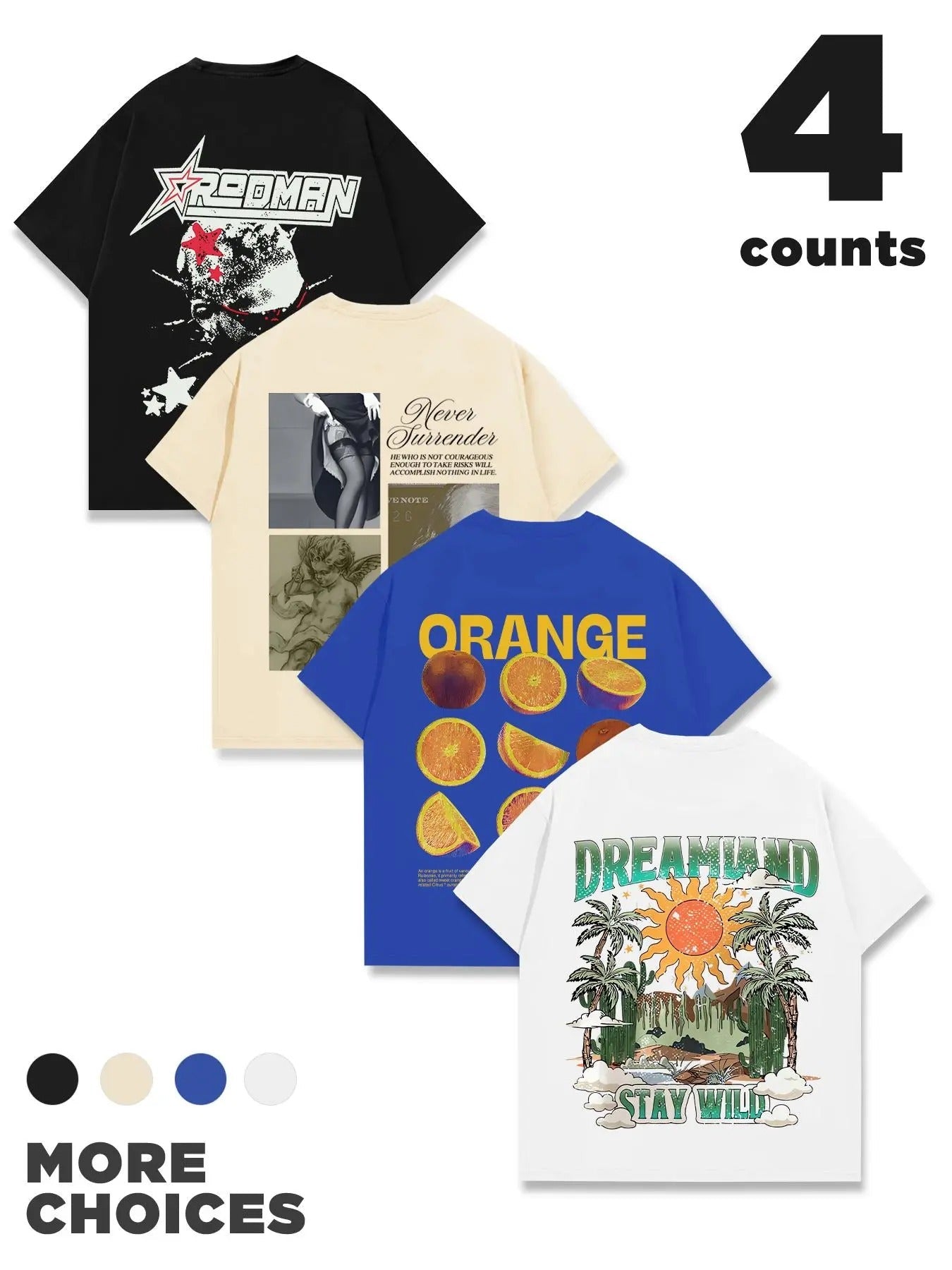 Men's Letter & Fruit Print Round Neck Graphic Tee, Regular Fit Casual Short Sleeve T-shirt for Summer, Men's Top for...