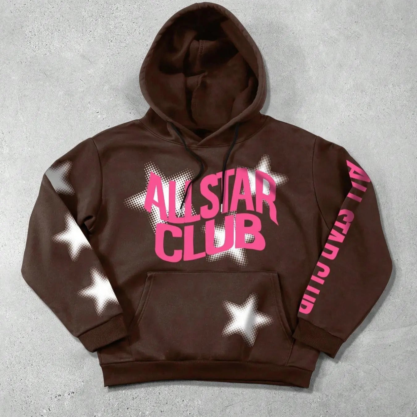 Men's Letter & Star Print Drawstring Pocket Hoodie, Casual Regular Fit Long Sleeve Hooded Sweatshirt for Fall & Winter,...