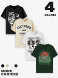 Men's Letter Graphic Print Round Neck Tee, Regular Fit Casual Comfy Breathable Crew Neck Short Sleeve T-shirt for Daily...