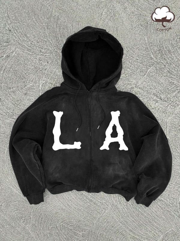 Men's Letter Print Hoodie, Casual Regular Fit Long Sleeve Hooded Sweatshirt for Spring & Fall, Fashion Men's Top for...