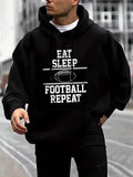 Men's Letter Print Hoodie, Trendy Casual Regular Fit Long Sleeve Hooded Sweatshirt for Fall & Winter, Men's Top for Daily...