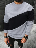 Men's Patchwork Print Round Neck Sweatshirt, Regular Fit Casual Long Sleeve Crew Neck Pullover for Fall & Winter, Fashion...