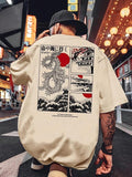 Men's Regular Fit Dragon & Japanese Print Graphic Tee, Casual Comfy Short Sleeve T-shirt for Summer, Fashion Men's Top...