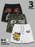 Men's Regular Fit Skull & Plants Print Graphic Shorts, Casual Street Shorts for Summer, Men's Bottoms for Daily Wear...