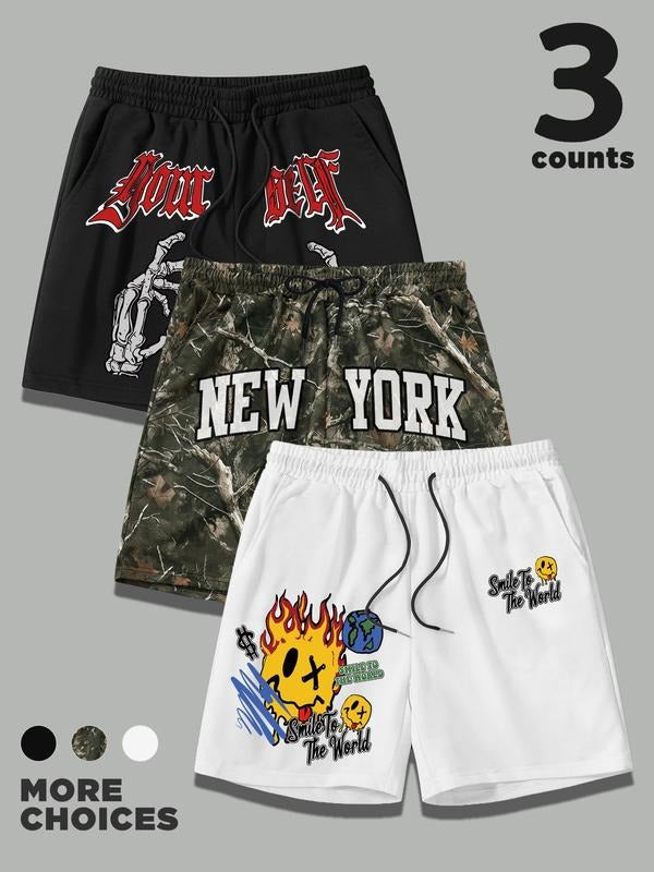 Men's Regular Fit Skull & Plants Print Graphic Shorts, Casual Street Shorts for Summer, Men's Bottoms for Daily Wear...