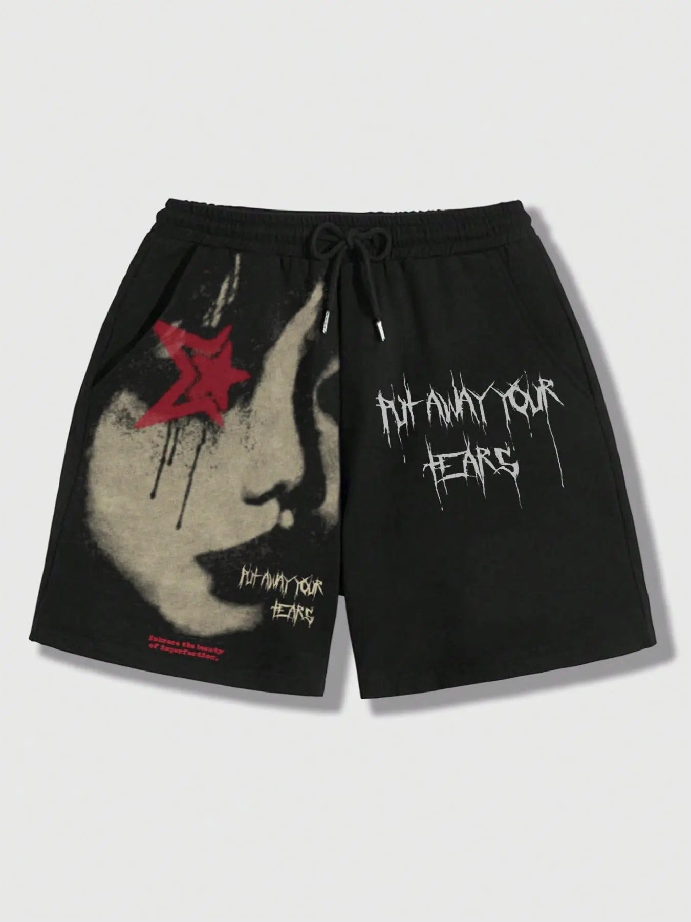 Men's Regular Fit Star & Letter Print Drawstring Waist Shorts, Street Casual Pocket Shorts for Summer, Fashion Men's...