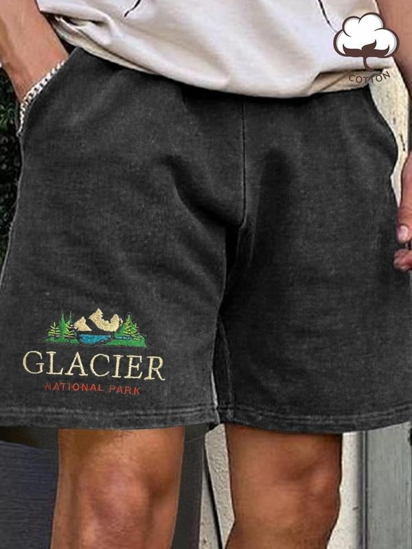 Men's Regular Fit Vintage Washed Denim-effect Print Shorts, Casual Comfy Breathable Shorts for Summer, Men's Bottoms for...