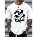 Men's Stylish Eagle Print T-Shirt - Casual Crew Neck, Short Sleeve, Cotton, Machine Washable