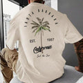 Men's Summer Clothes, Letter & Tree Print Drop Shoulder Tee, Summer Outfits 2024, Summer Tops, Back To School Outfits,...