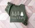 Merry & Bright Christmas Trees Sweatshirt, Christmas Sweatshirt, Holiday Sweater, Womens Holiday Sweatshirt, Christmas...