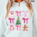 Merry Christmas Pink Doodles Christmas Winter Graphic Long Sleeve Casual Cotton Polyester Oversized sweatshirt - Comfort...