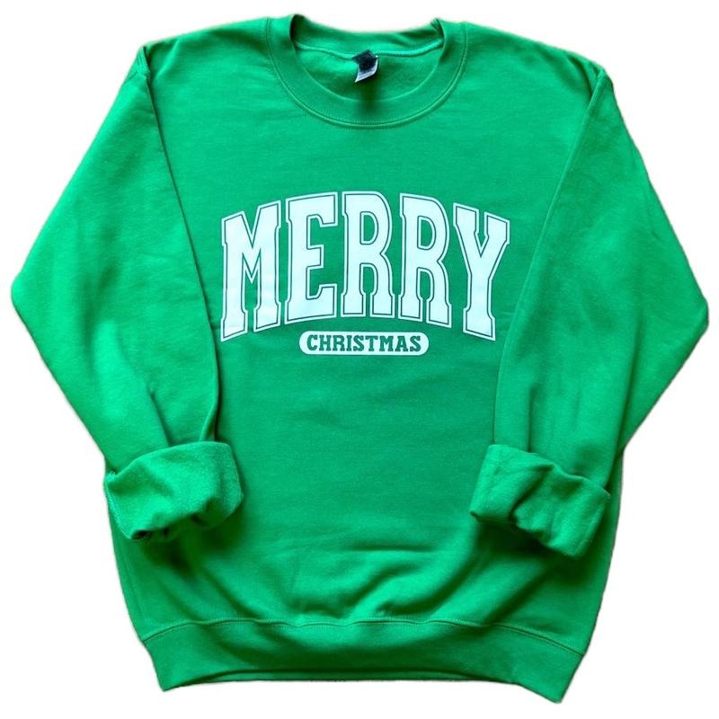 Merry Christmas Varsity Crewneck Sweatshirt T-Shirts, Hoodie | ZylaModa.com
