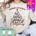 Merry Cluckin' Christmas Sweatshirt, Funny Farmhouse Chickens Tee, Chickens Christmas Gift, Cute Tee, Gift for Best...
